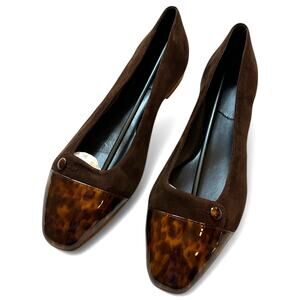 Sarah Flint Brown Suede Ballet Flats 11.5 Tortoiseshell New
